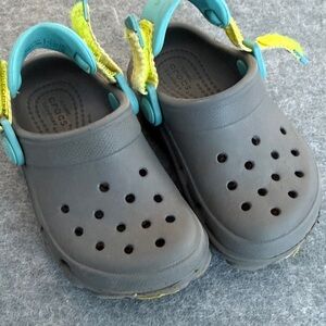 4/$25 CROCS Kids Gray and Blue Water Shoes